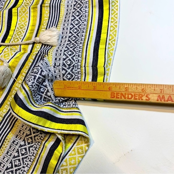 LOFT Women's Mid 4 Yellow Embroidered Striped Riviera Shorts Navy Yellow White - Picture 2 of 10